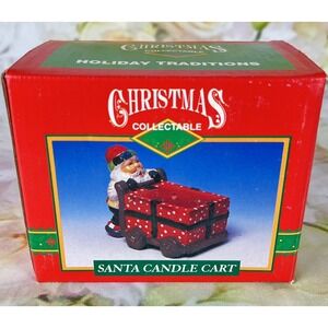 Christmas SANTA CANDLE from Magic Creations Collectibles Pushing Wagon Cart 1995